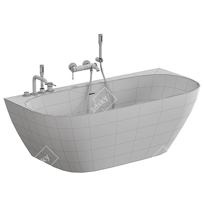 Salini Sofia Stone Bathtub 170x80 3D model image 4