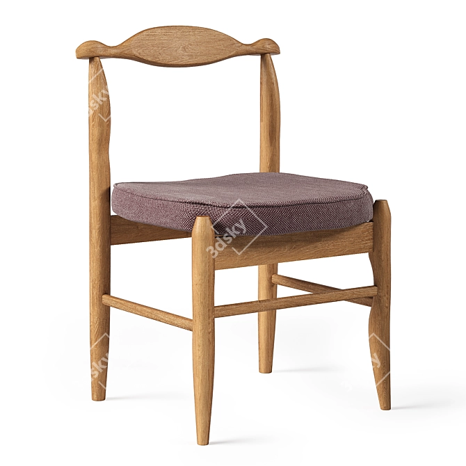 French Oak Dining Chairs 1960s 3D model image 1