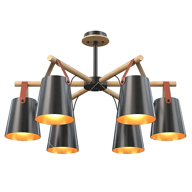 Modern Ceiling Light Fixture, Black 3D model image 1