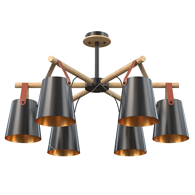 Modern Ceiling Light Fixture, Black 3D model image 2