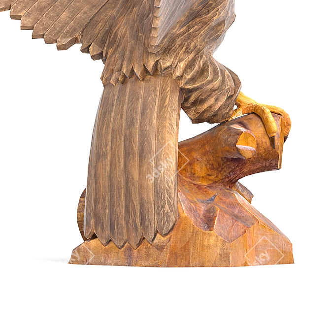 Eagle Wooden Statue Model 3D model image 4