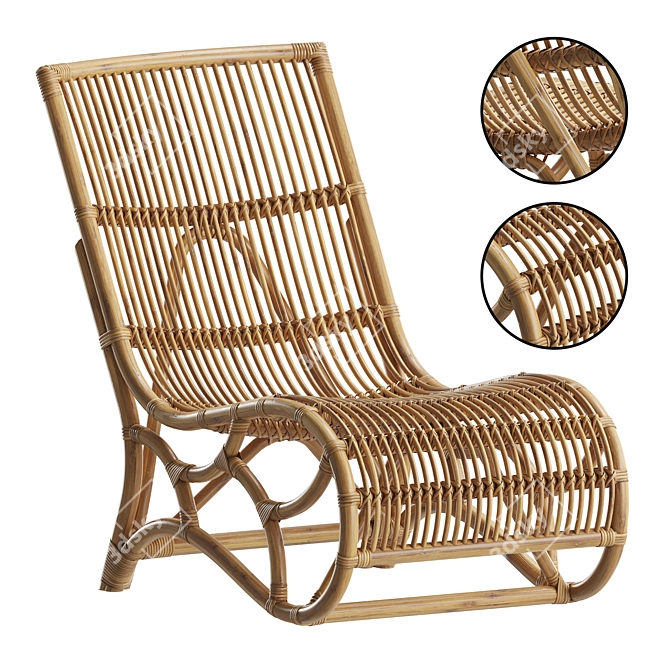 Contemporary Rattan Accent Chair 3D model image 1