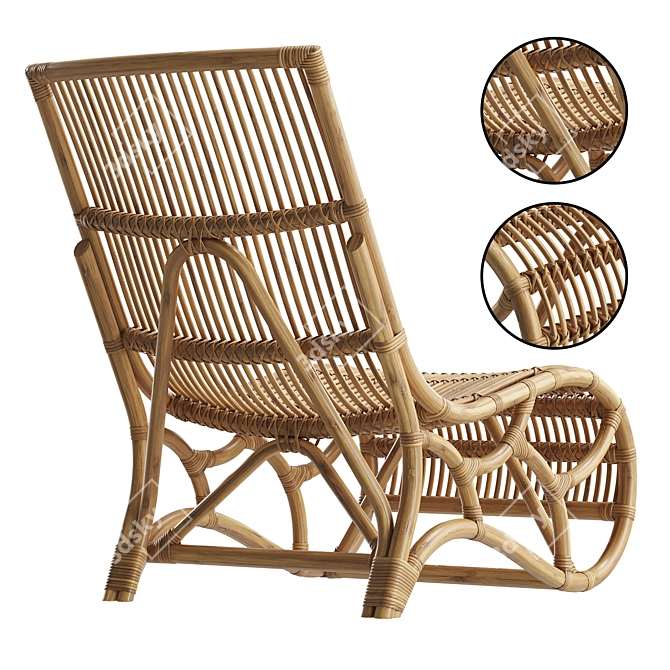 Contemporary Rattan Accent Chair 3D model image 2