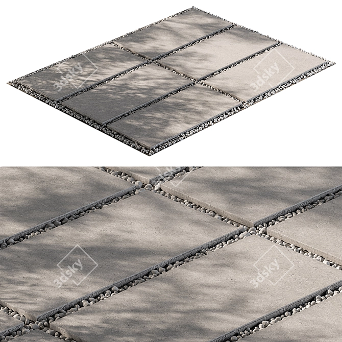 Gravel Infused Concrete Paving Slab 3D model image 3