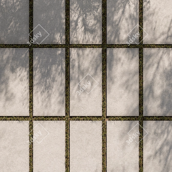 Grass-Inlaid Concrete Paving Slab 3D model image 2