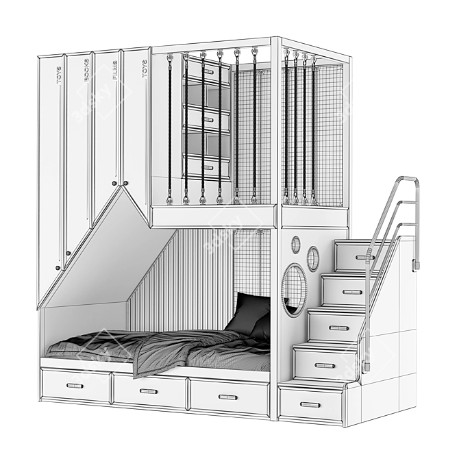 Modular Children's Furniture Set 3D model image 3