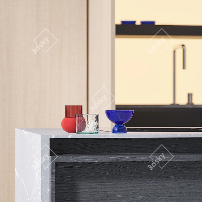 Sleek Kitchen Set with Elica Stove 3D model image 6