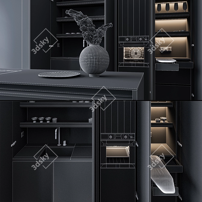 Sleek Kitchen Set with Elica Stove 3D model image 7