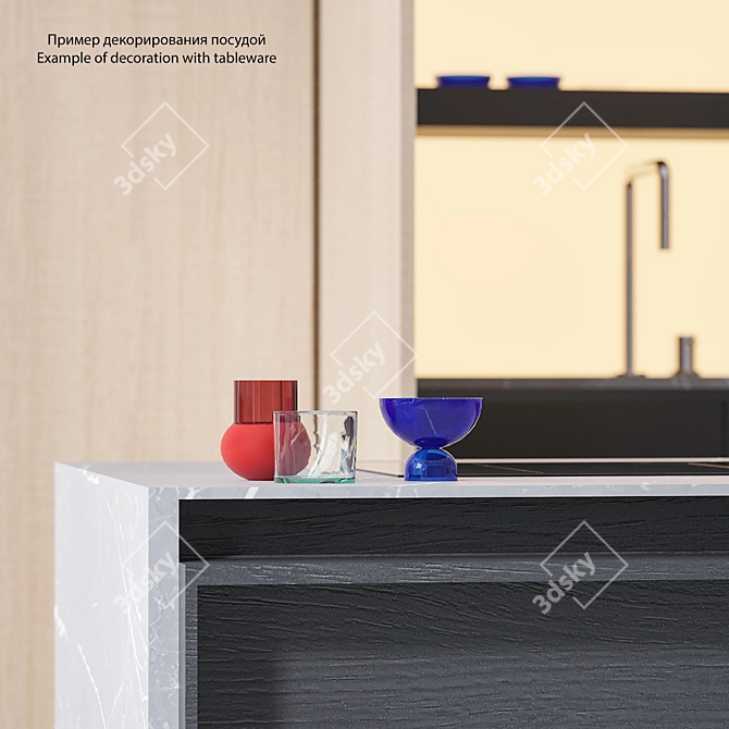 Sleek Kitchen Set with Elica Stove 3D model image 14