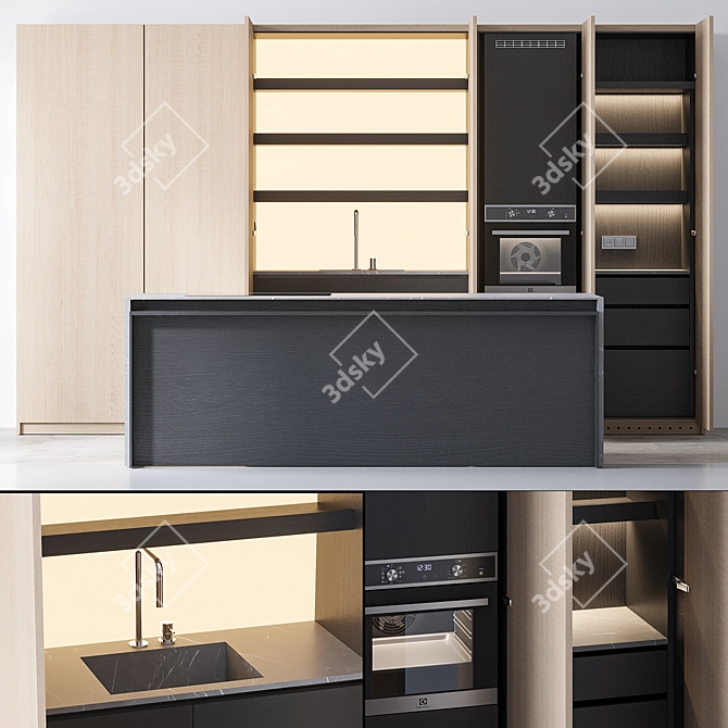 Sleek Kitchen Set with Elica Stove 3D model image 16