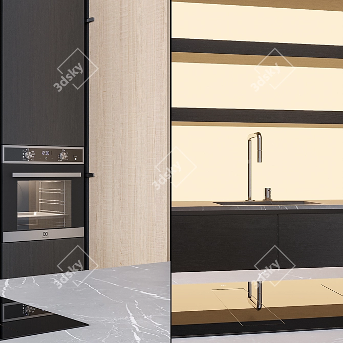 Sleek Kitchen Set with Elica Stove 3D model image 19