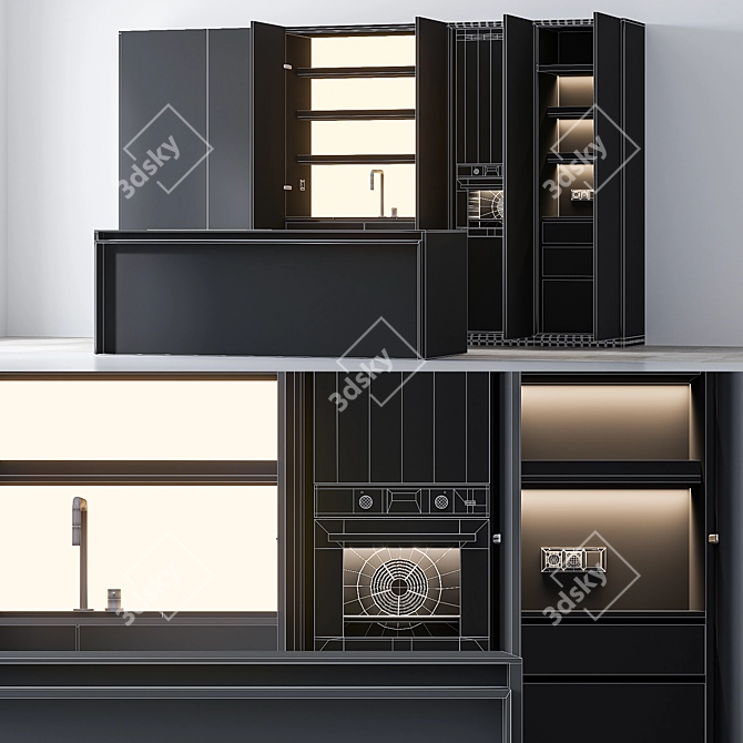 Sleek Kitchen Set with Elica Stove 3D model image 22