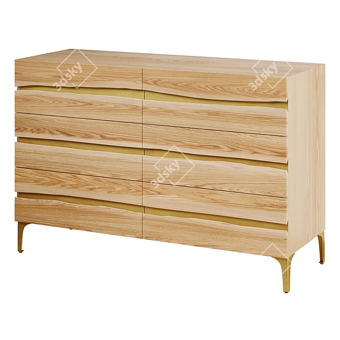 Live-Edge Prana Six-Drawer Dresser 3D model image 3