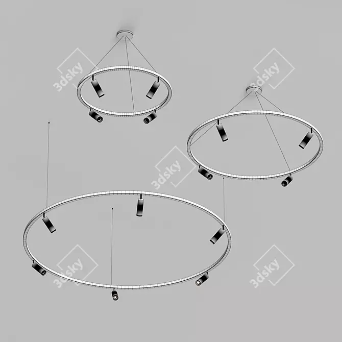 Minimalist Adjustable Pendant Lights 3D model image 3