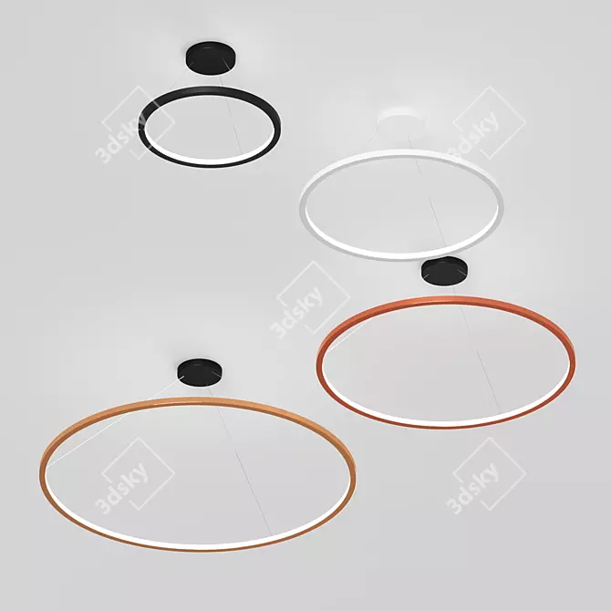 Modern LED Ring Pendant Light 3D model image 2