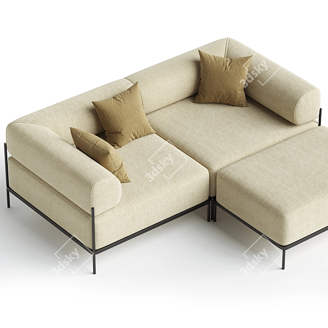 Elegant Sectional Sofa Chaise Longue 3D model image 2