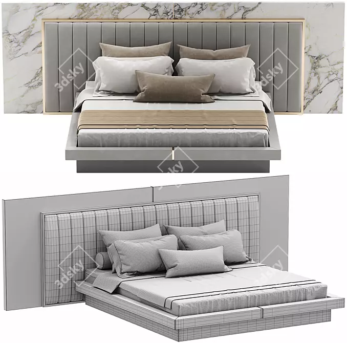 Luxurious Algerone Bed Design 3D model image 2