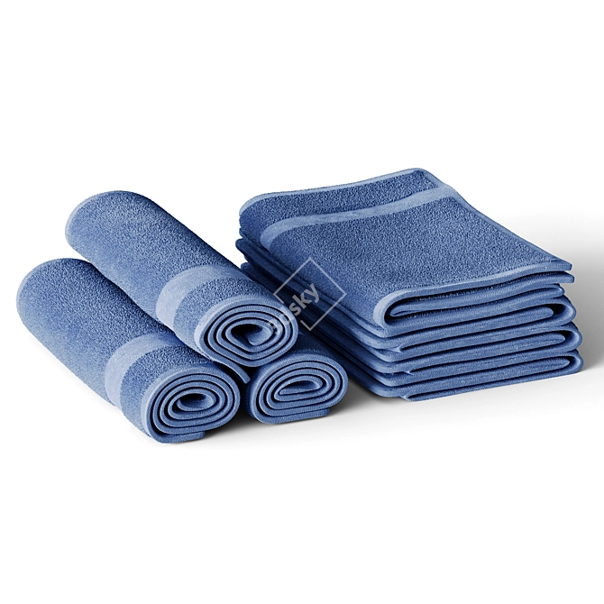 Smooth Towel Set for Bathroom 3D model image 1