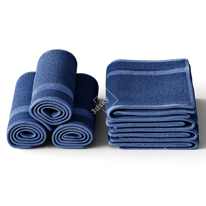 Smooth Towel Set for Bathroom 3D model image 2