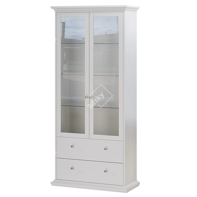 Elegant Glass Display Cabinet Set 3D model image 2