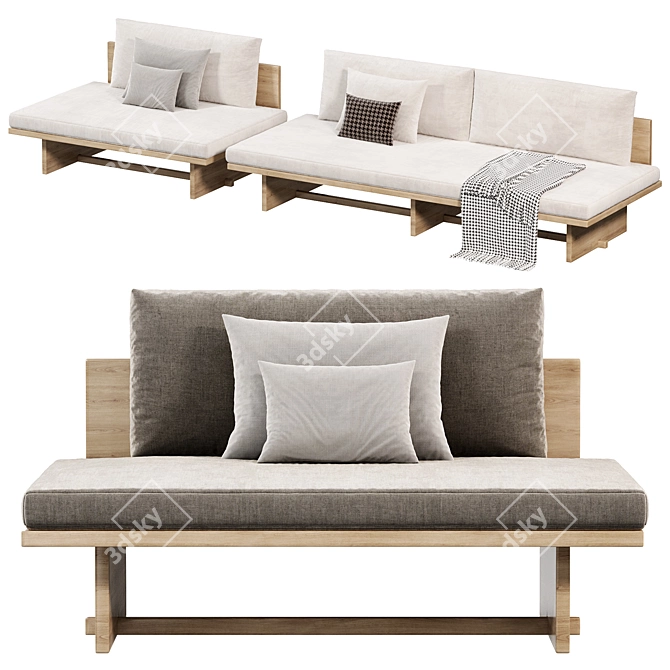 Modern Minimalist Design Daybed Sofa 3D model image 3