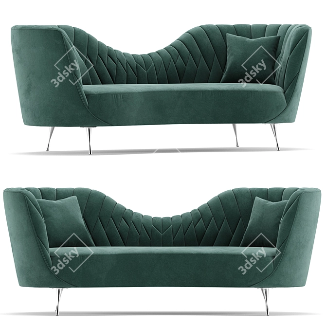 Ethereal Velvet Sofa Upgrade 3D model image 1