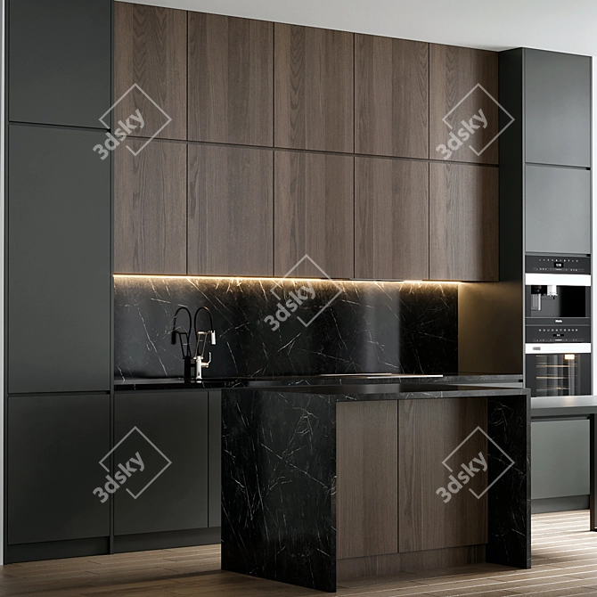 Modern Kitchen Cabinet Set 3D model image 4