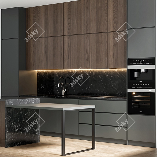 Modern Kitchen Cabinet Set 3D model image 5