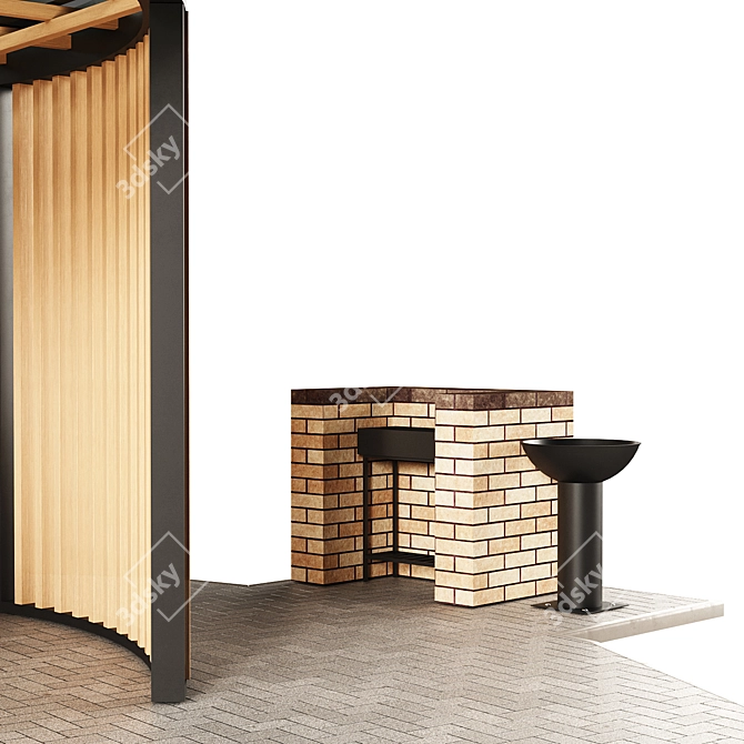 Pergola Barbecue Set 3D model image 5