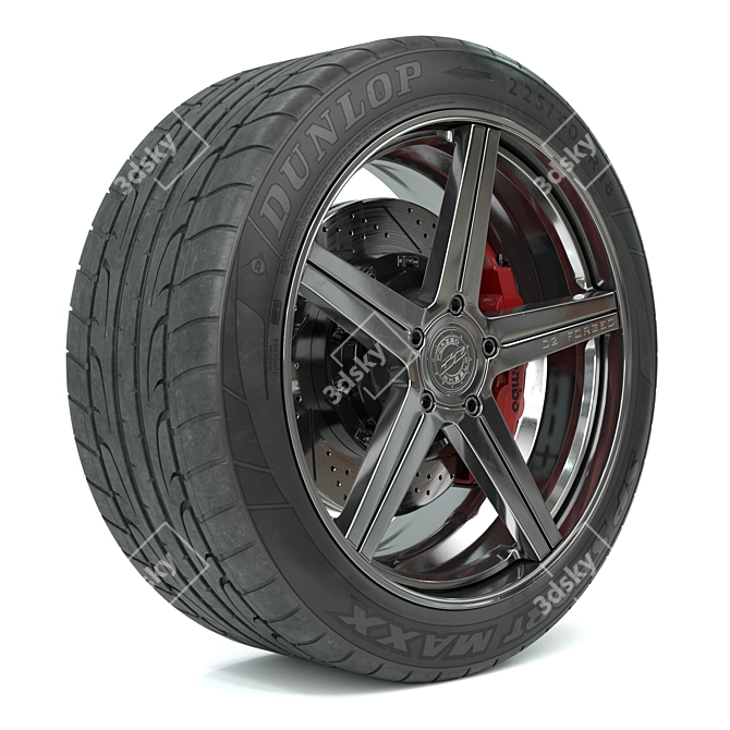 D2 Forged Rim & Dunlop Sport Maxx Kit 3D model image 1