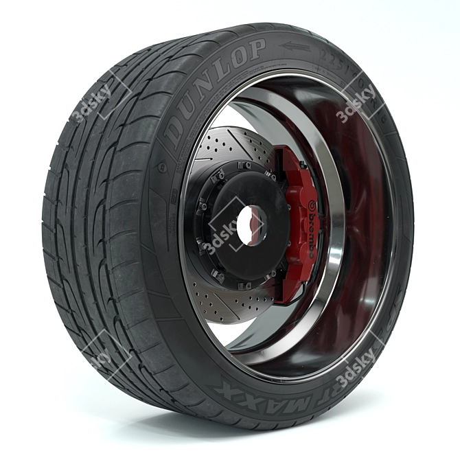 D2 Forged Rim & Dunlop Sport Maxx Kit 3D model image 3