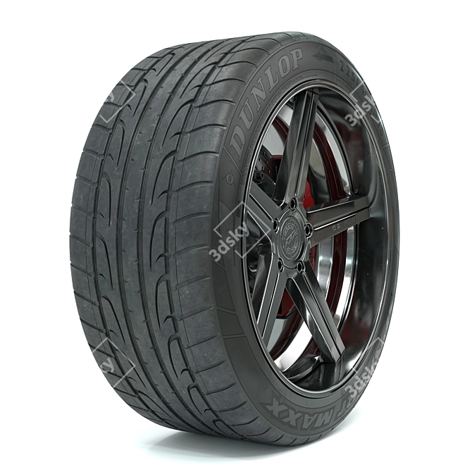 D2 Forged Rim & Dunlop Sport Maxx Kit 3D model image 5