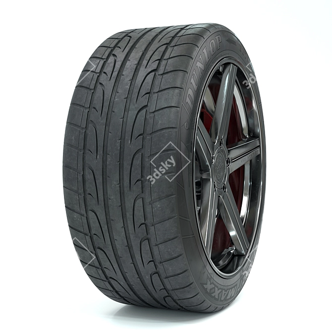 D2 Forged Rim & Dunlop Sport Maxx Kit 3D model image 6