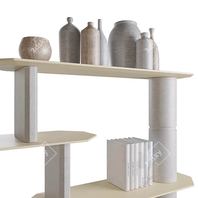 Concrete and Leather Bookshelf 3D model image 2