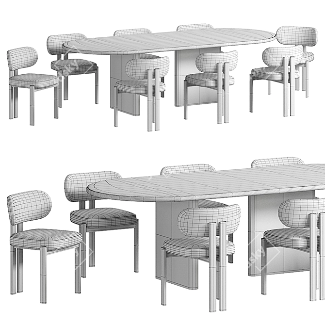 Modern Marble Dining Set Furniture 3D model image 4