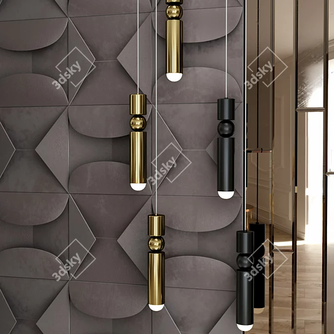 Versatile 3D Wall Panels & FULCRUM CHANDELIER 3D model image 5