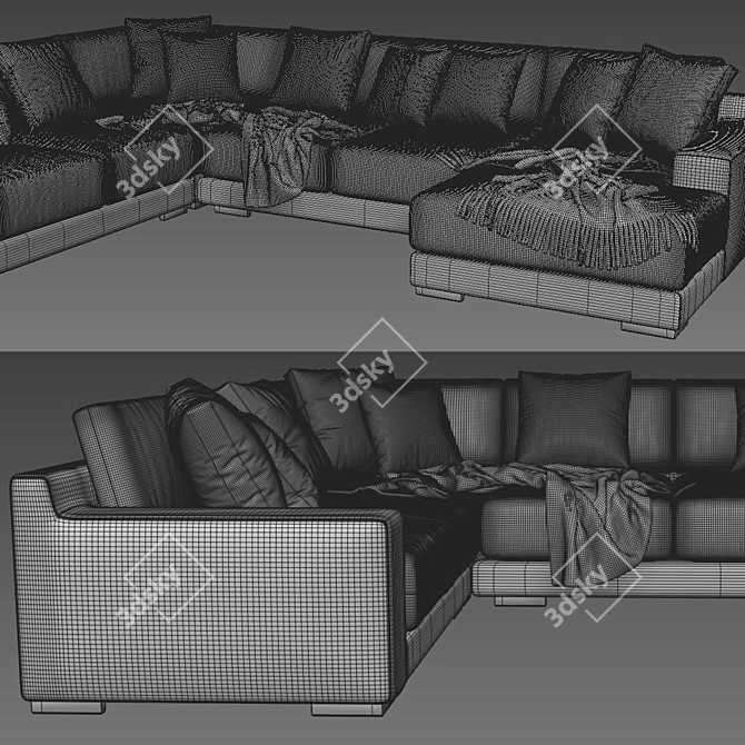 Modern West Elm Chaise Longue 3D model image 4