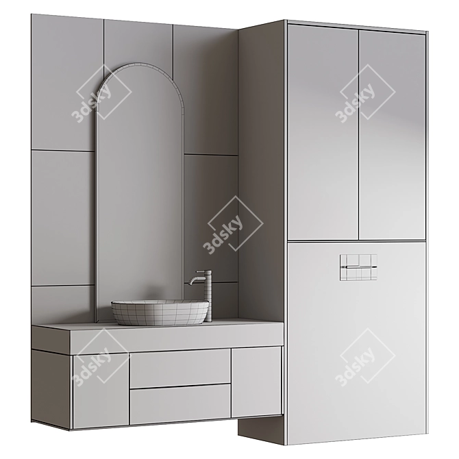 Seamless Bathroom Set with Gessi Mixer 3D model image 3