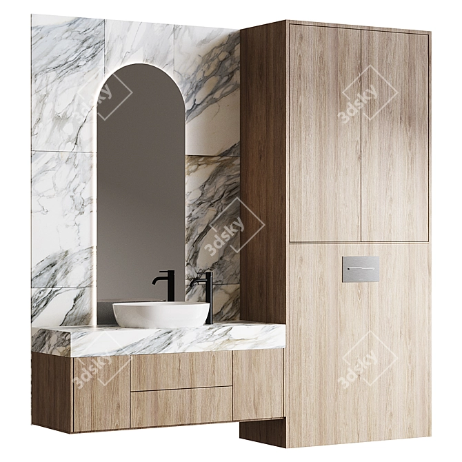 Seamless Bathroom Set with Gessi Mixer 3D model image 4