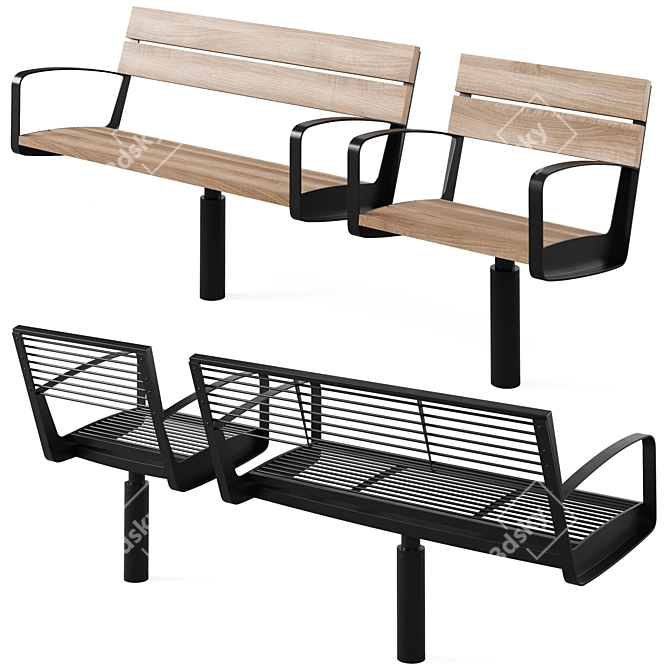 Urban Seating Ensemble by mmcite 3D model image 4