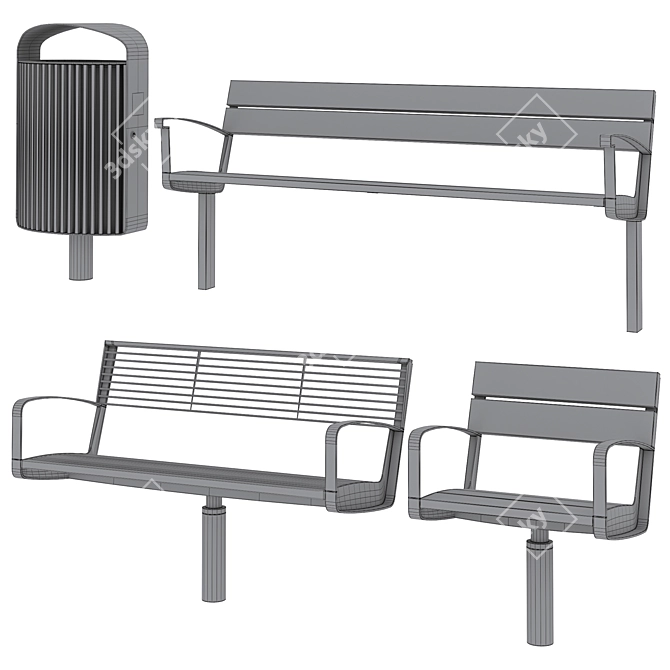 Urban Seating Ensemble by mmcite 3D model image 6