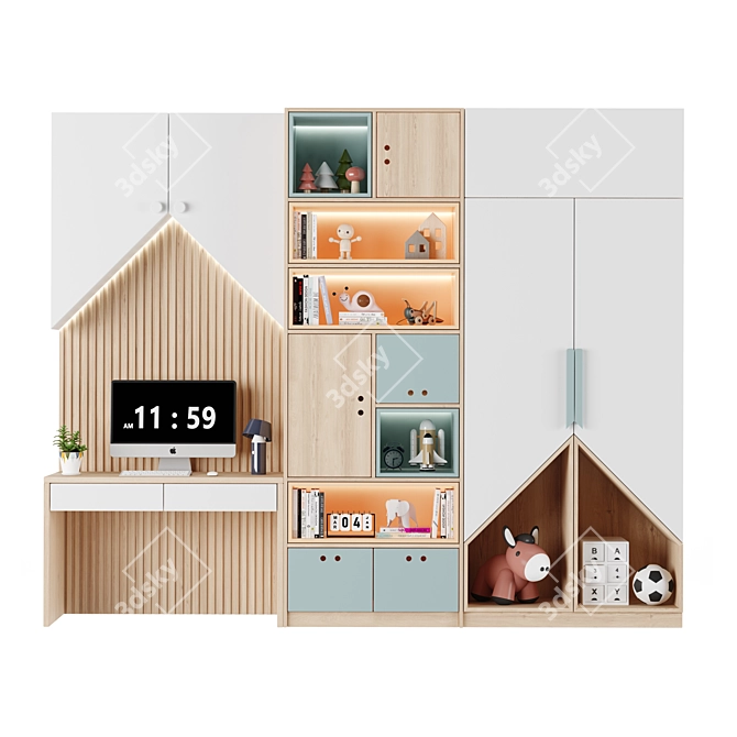  Kids Wardrobe Furniture Order Now 3D model image 1