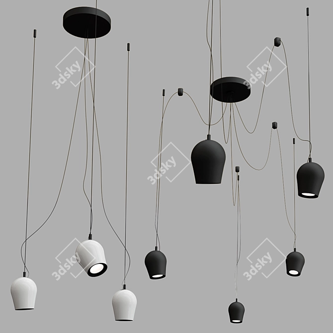 Sleek LED Pendant Lamp PIXY 3D model image 2