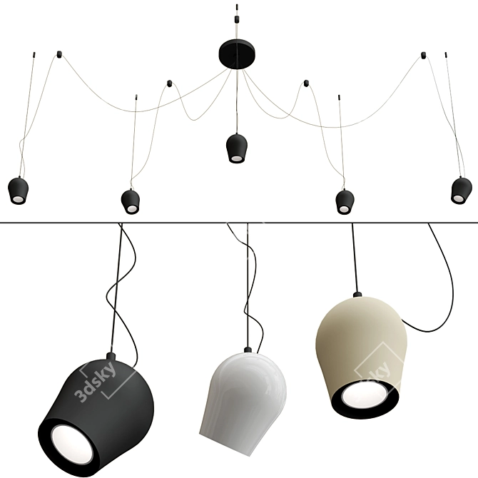 Sleek LED Pendant Lamp PIXY 3D model image 3