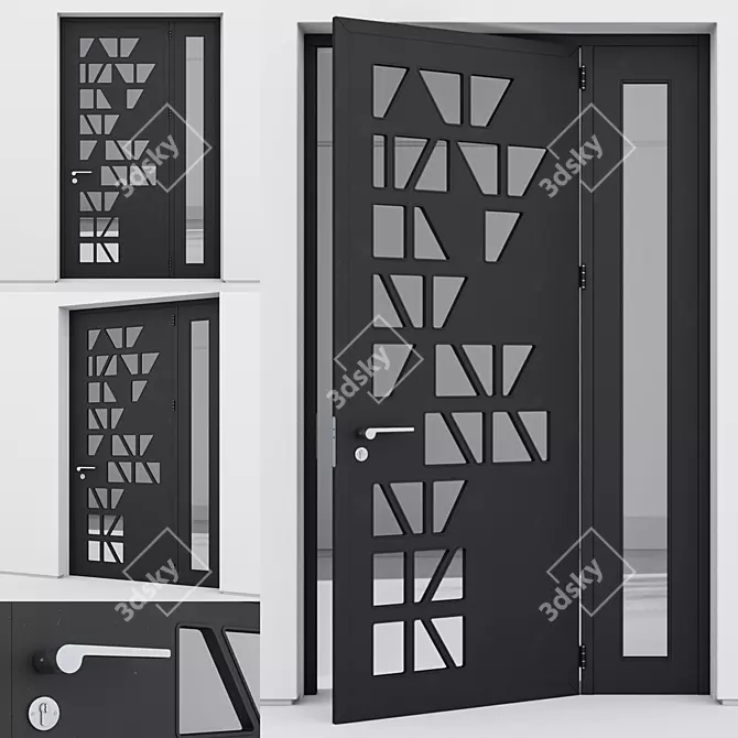  sleek and sturdy aluminium door 3D model image 1