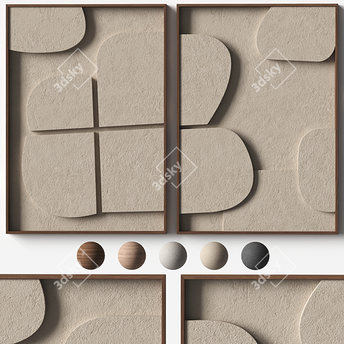 Stone Relief Artwork Template 12 3D model image 2