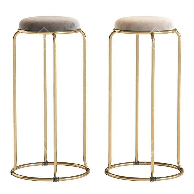 Scandi Stackable Round Seat Barstools 3D model image 1