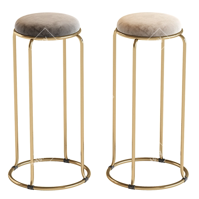 Scandi Stackable Round Seat Barstools 3D model image 4