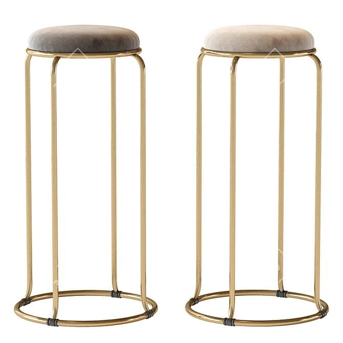 Scandi Stackable Round Seat Barstools 3D model image 6