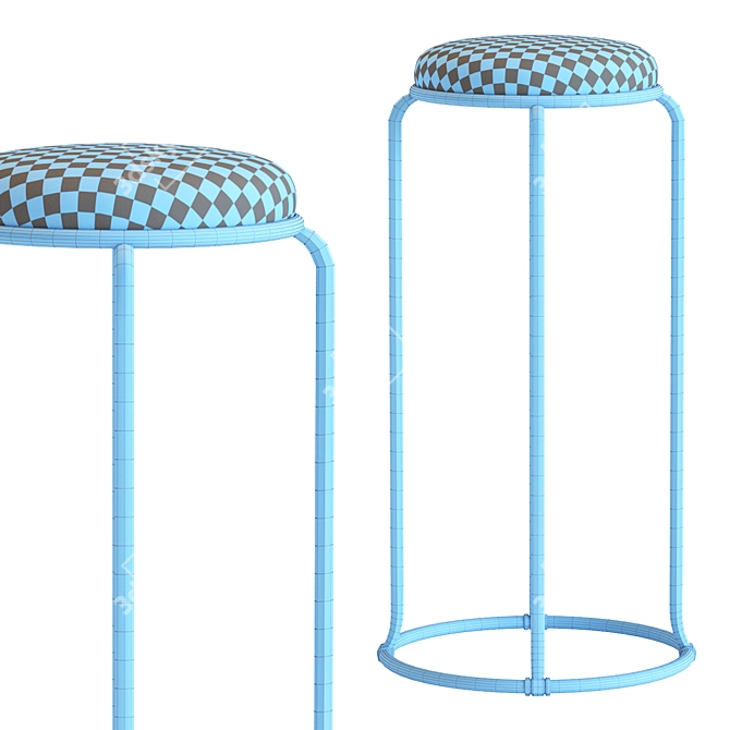 Scandi Stackable Round Seat Barstools 3D model image 7